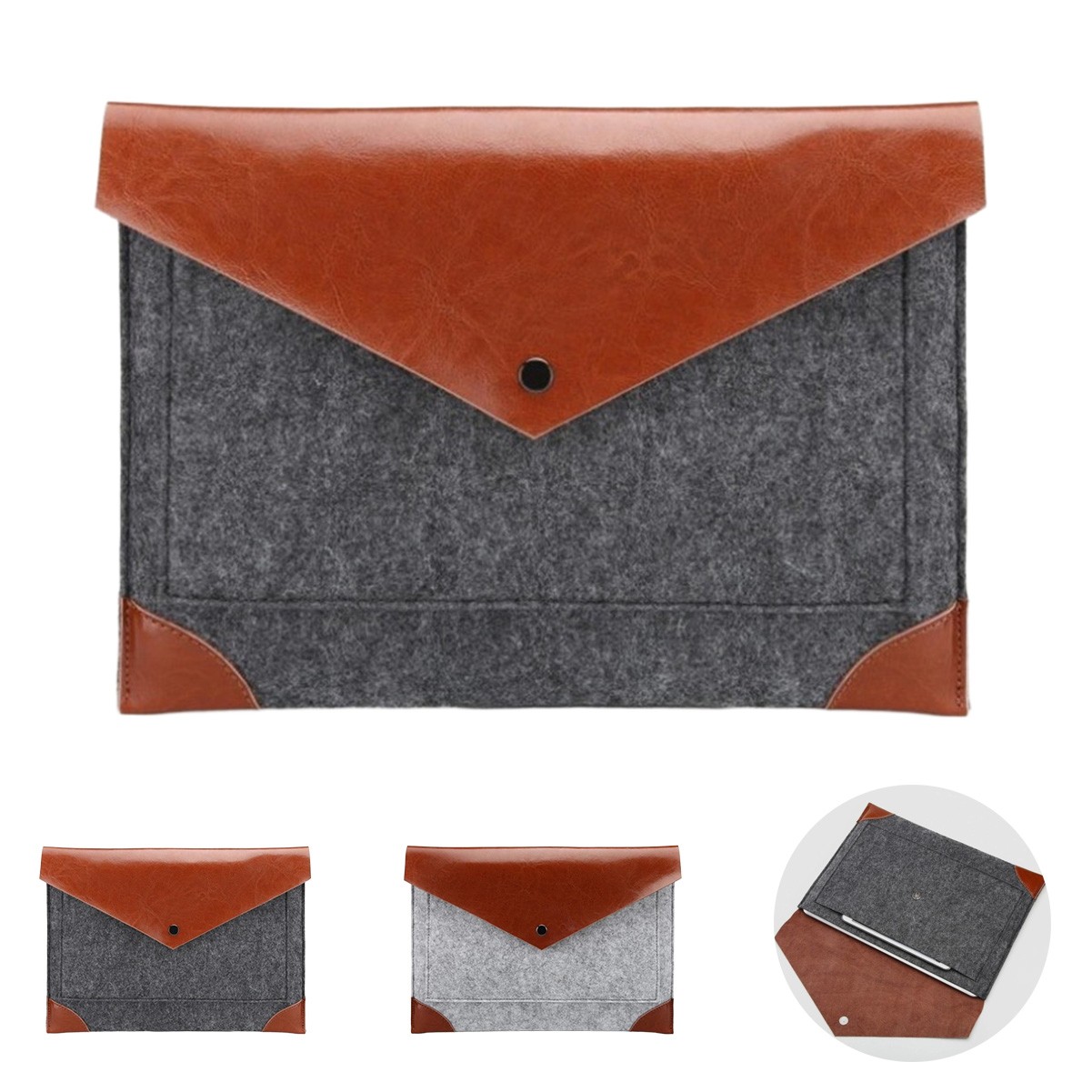 Felt and PU Document Bag