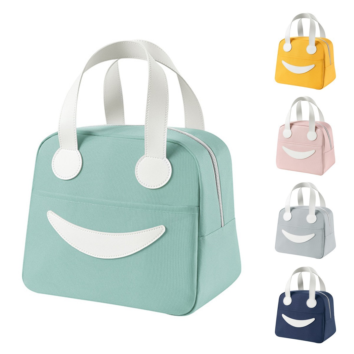 Smiley Face Oxford Cloth Insulated Tote Bag