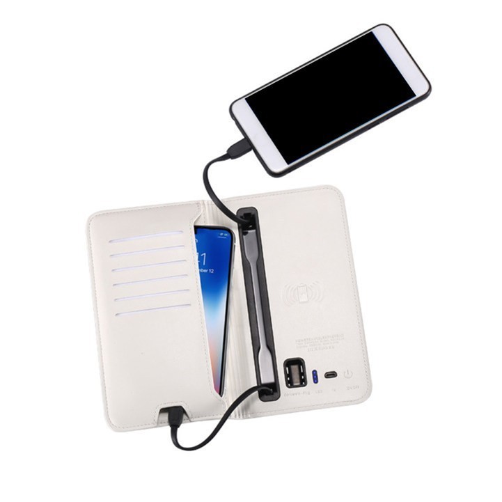 PU Leather Wallet Wireless with Power Bank