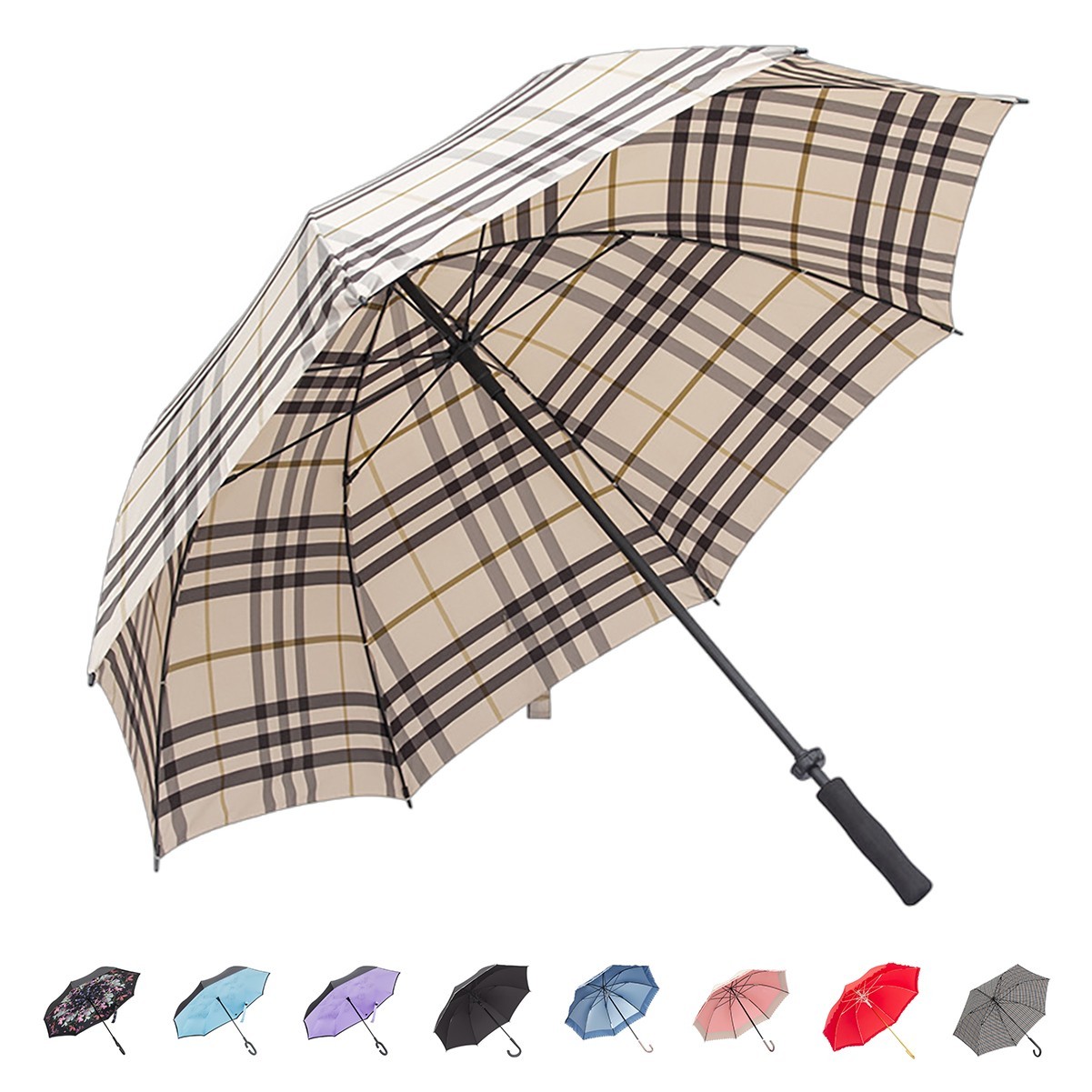 Inverted C-Handle Double Umbrella with Coating