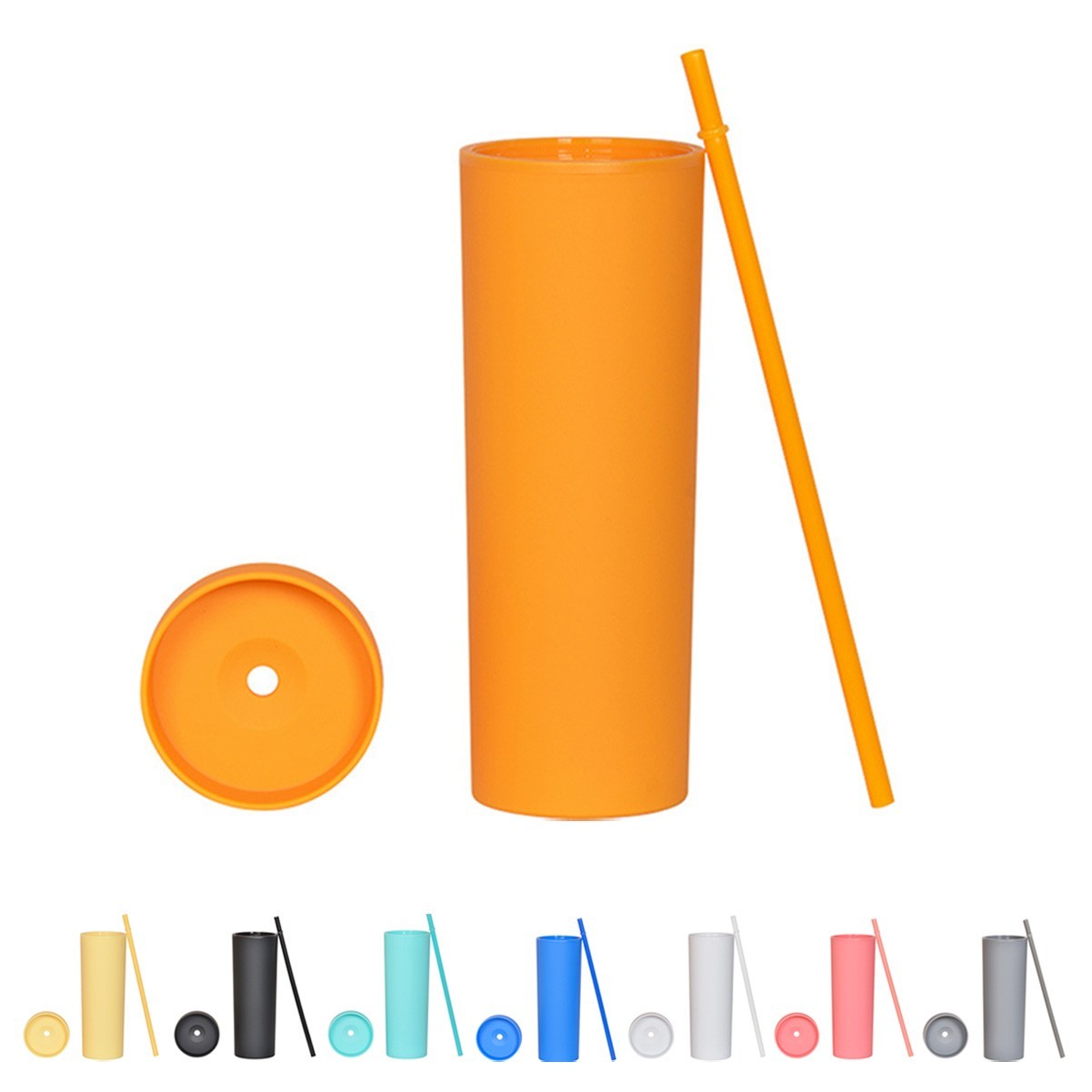 16 oz Matte Double Wall Tumbler with Straw