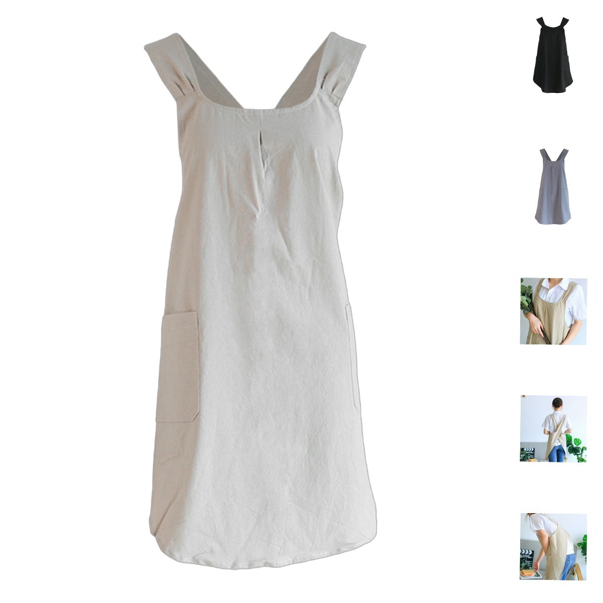 Organic Cotton Linen Cross-Back Apron