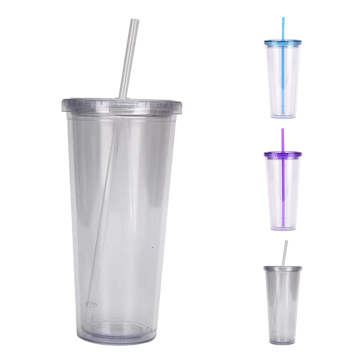 24oz Insulated Double Wall Tumbler with Screw-On Lid and Straw