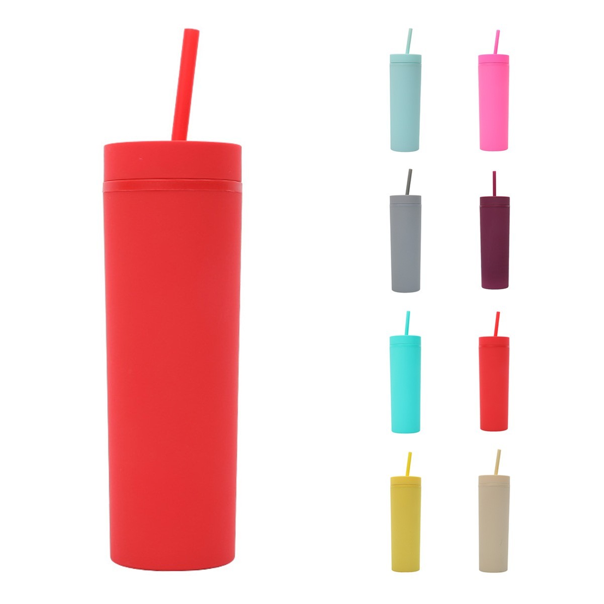 16oz Insulated Acrylic Tumbler with Lid and Straw