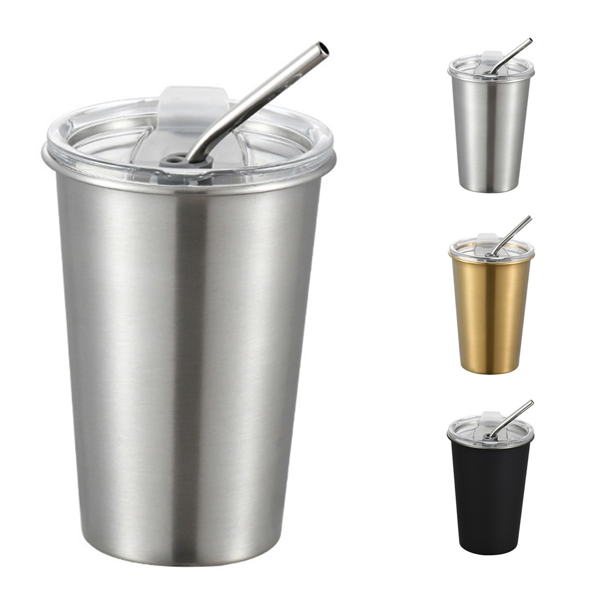 17oz Insulated Stainless Steel Tumbler with Straw and Lid