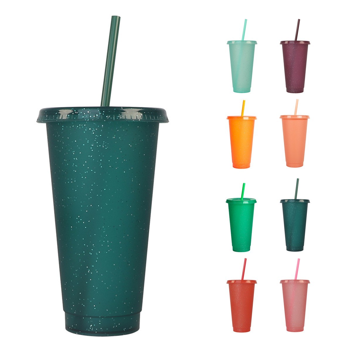 24OZ Reusable Colorful Insulated Tumbler with Straw