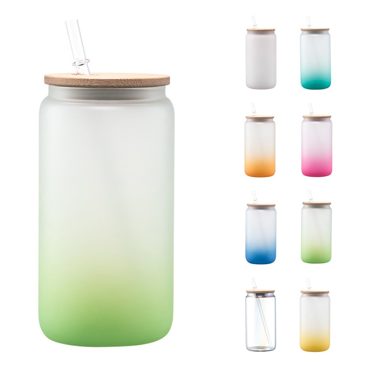 16oz Frosted Beer Can Inspired Glass Jar with Bamboo Lid