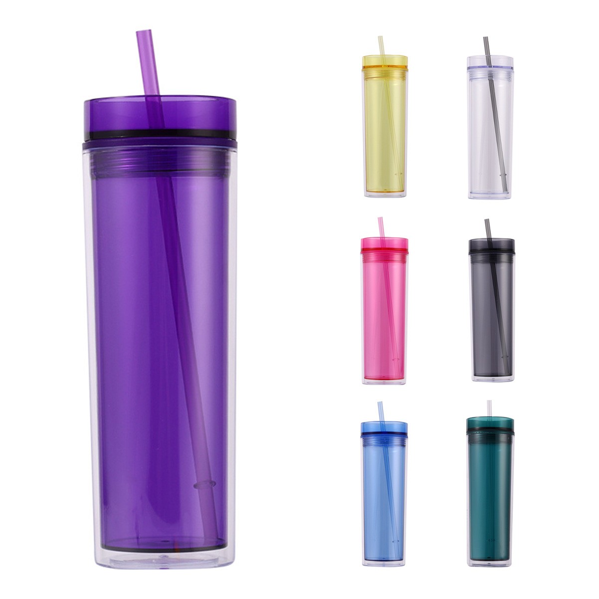16 Oz Double Wall Insulated Slim Acrylic Tumbler