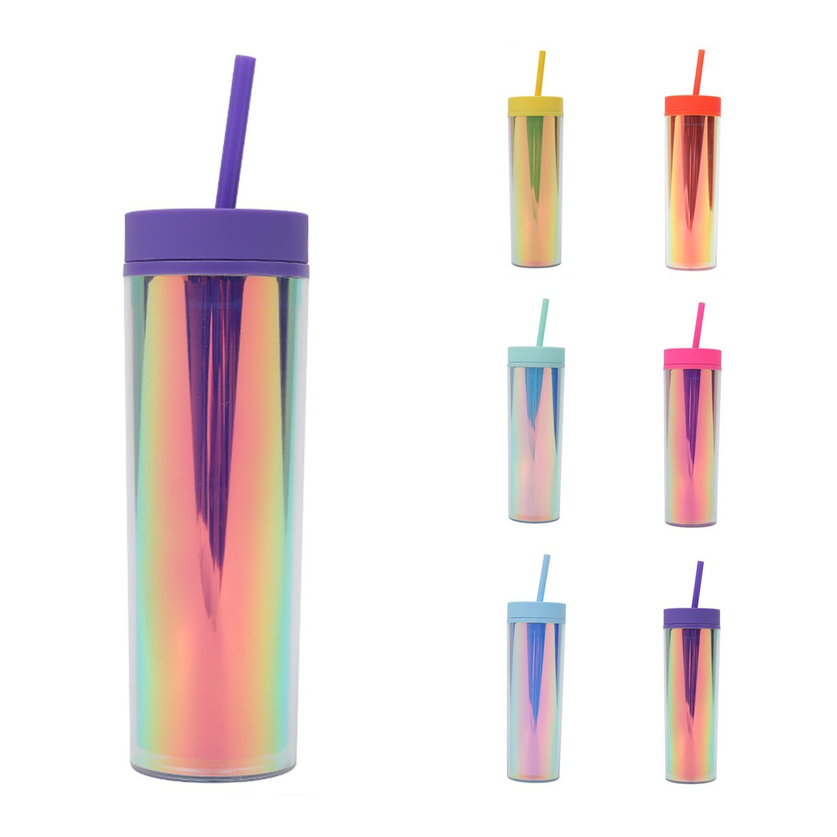 16oz Leakproof Double Layer Tumbler with Screw Lid and Straw