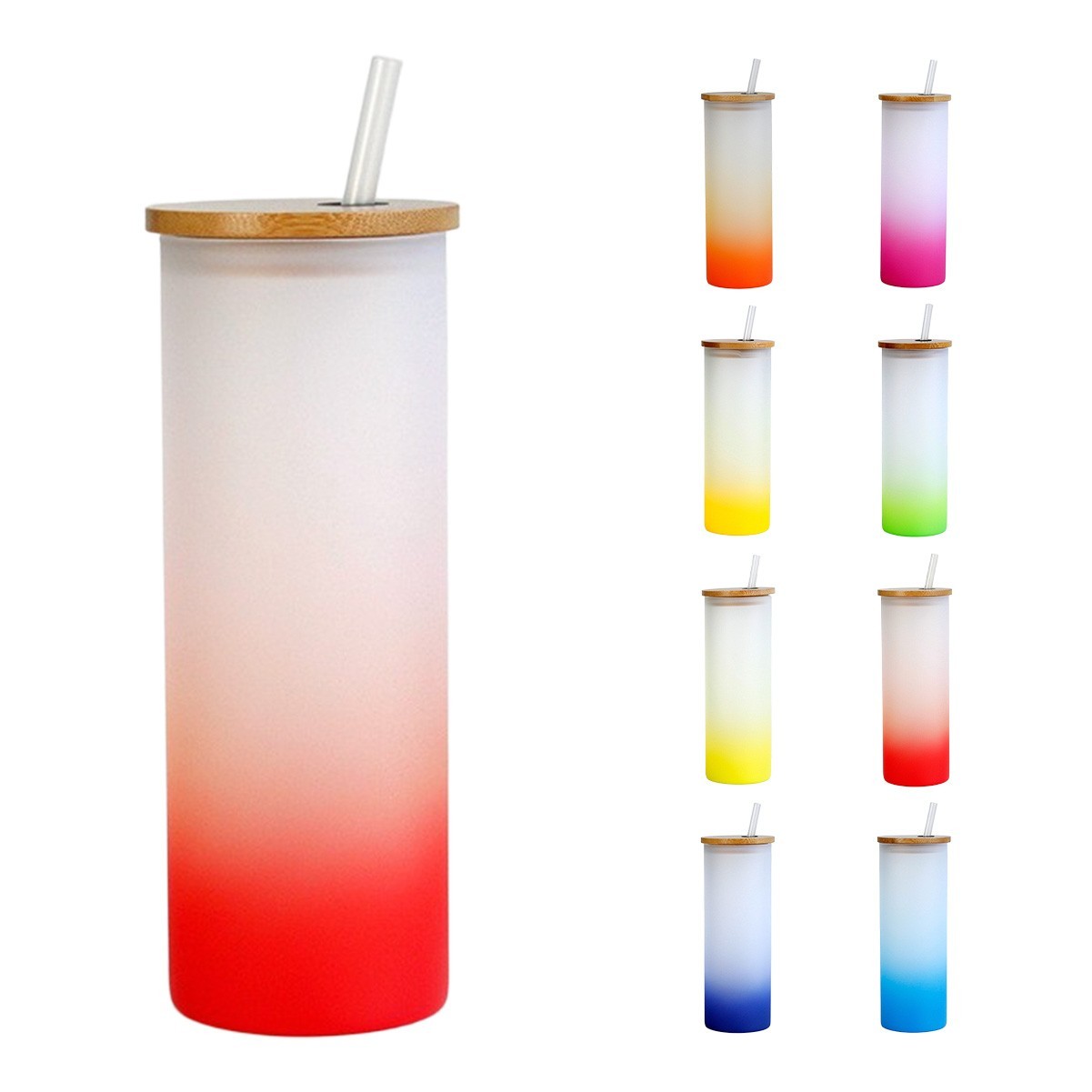 25oz Skinny Glass Tumbler with Bamboo Lid & Straw