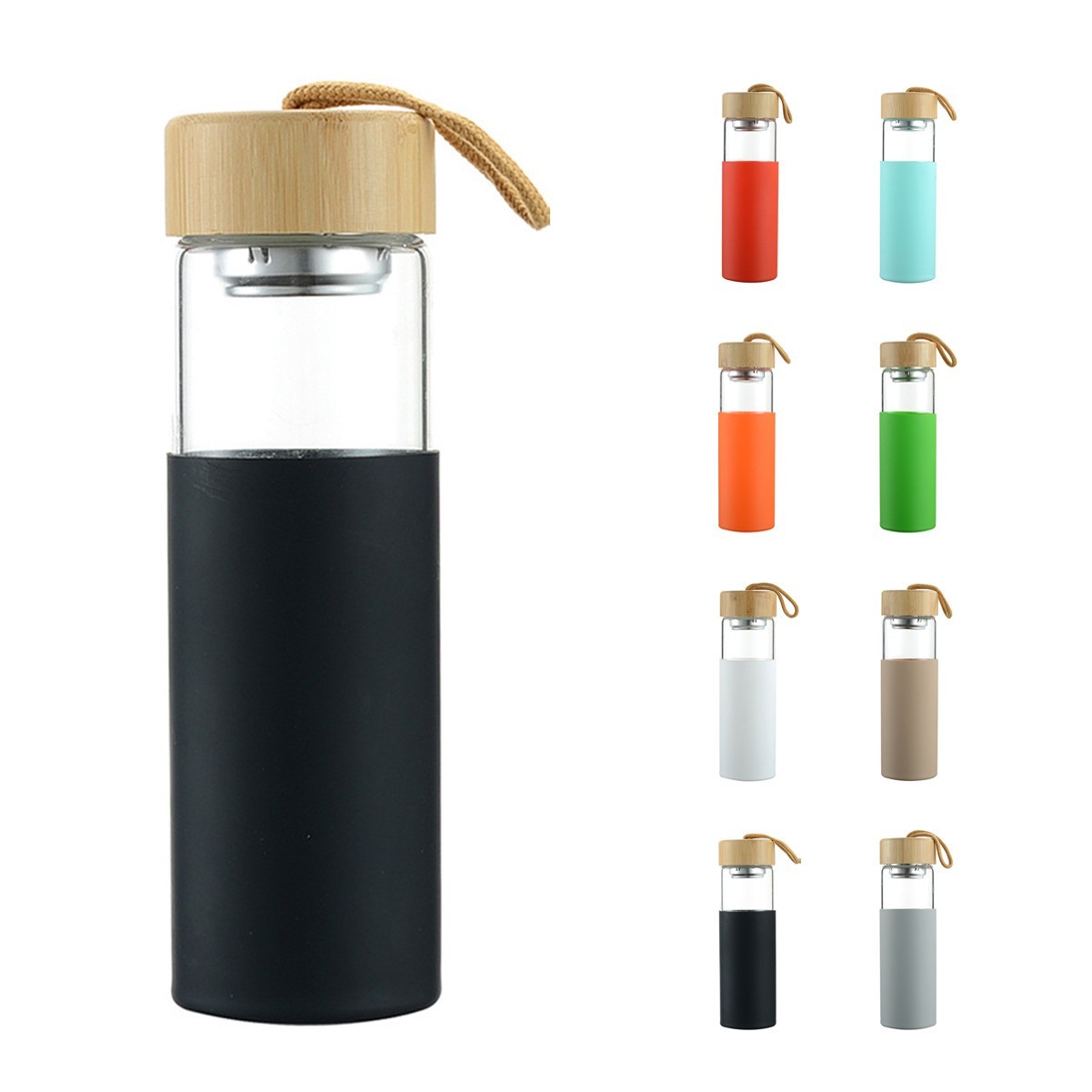 16 oz Borosilicate Glass Water Bottle with Protective Case