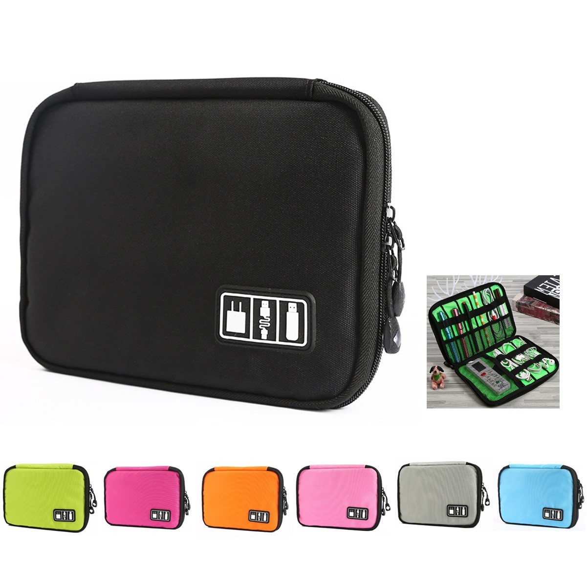 Nylon Mobile Data Cable Organizer Bag