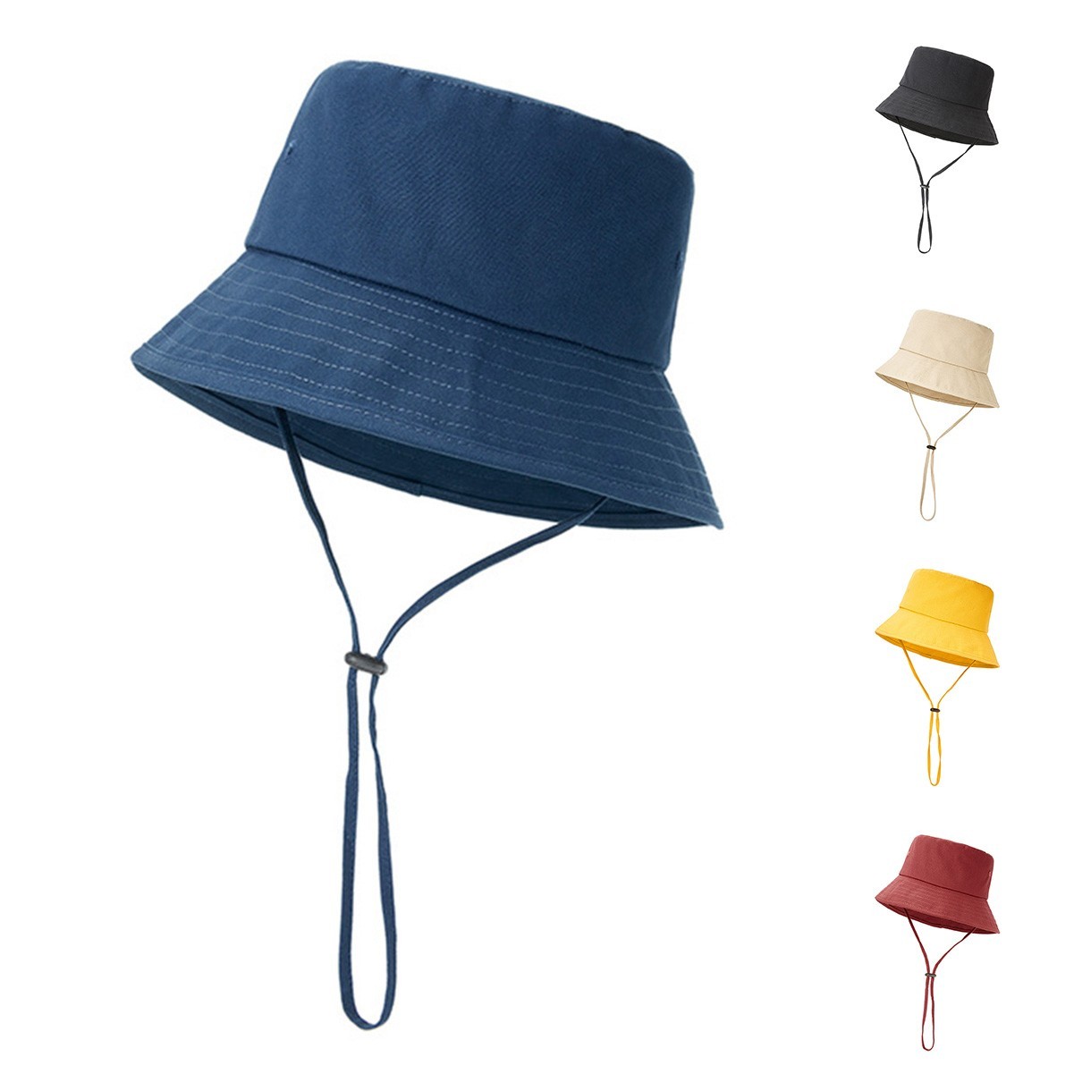 Wide Brim Cotton Sun Hat with Adjustable Drawcord