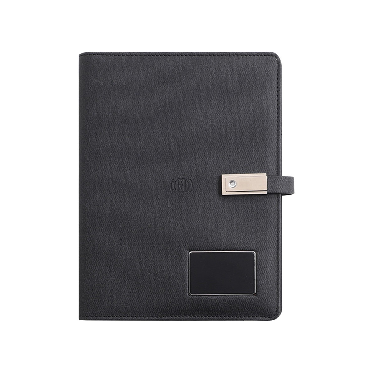 Premium A5 Leather Charging Notebook with Built-In 16GU Disk and 8000 mAh Power Bank