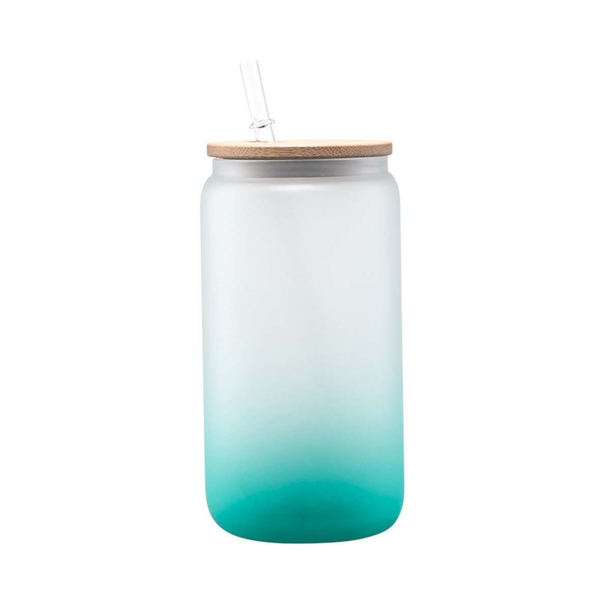 16oz Frosted Beer Can Inspired Glass Jar with Bamboo Lid