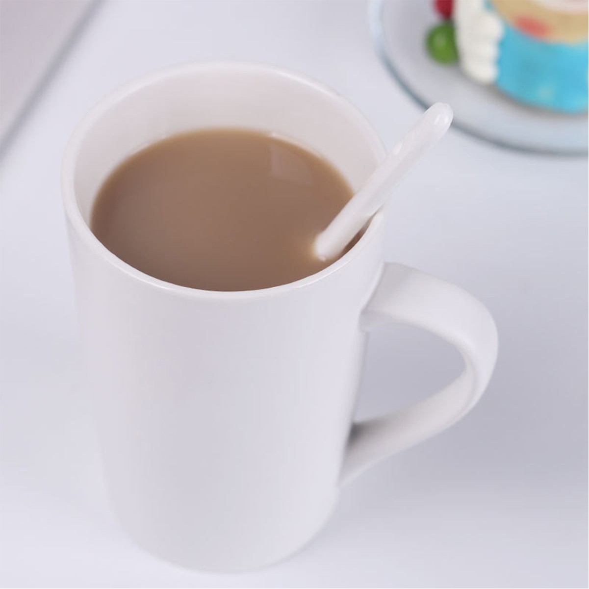 13.5oz Glazed Ceramic Mug Set with Lid and Spoon