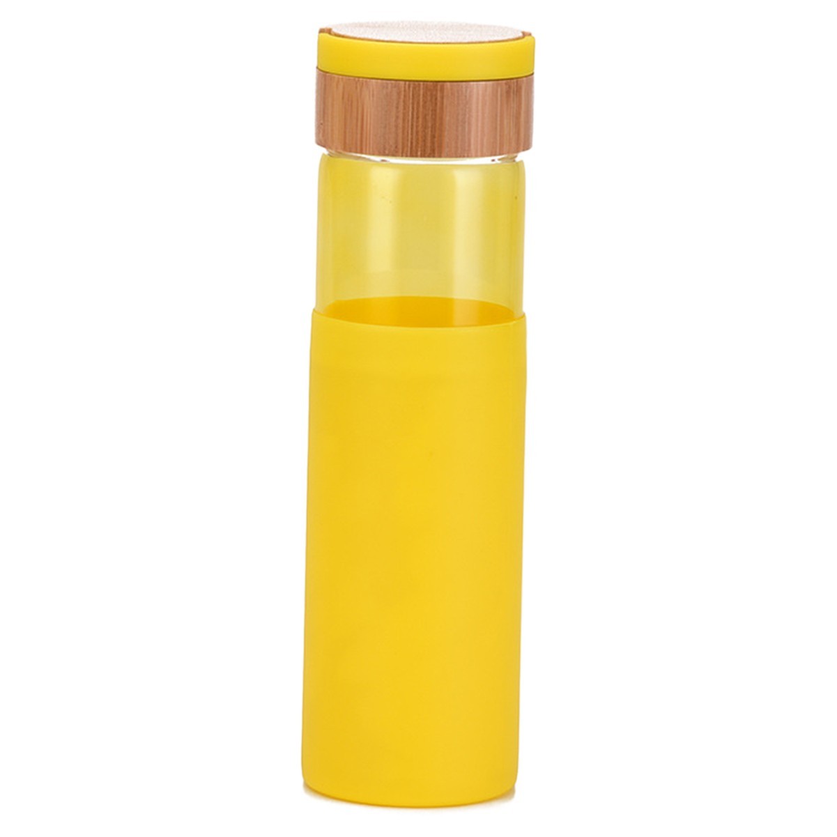 17oz Bamboo Lid Glass Water Bottle with Leak-Proof Silicone Seal