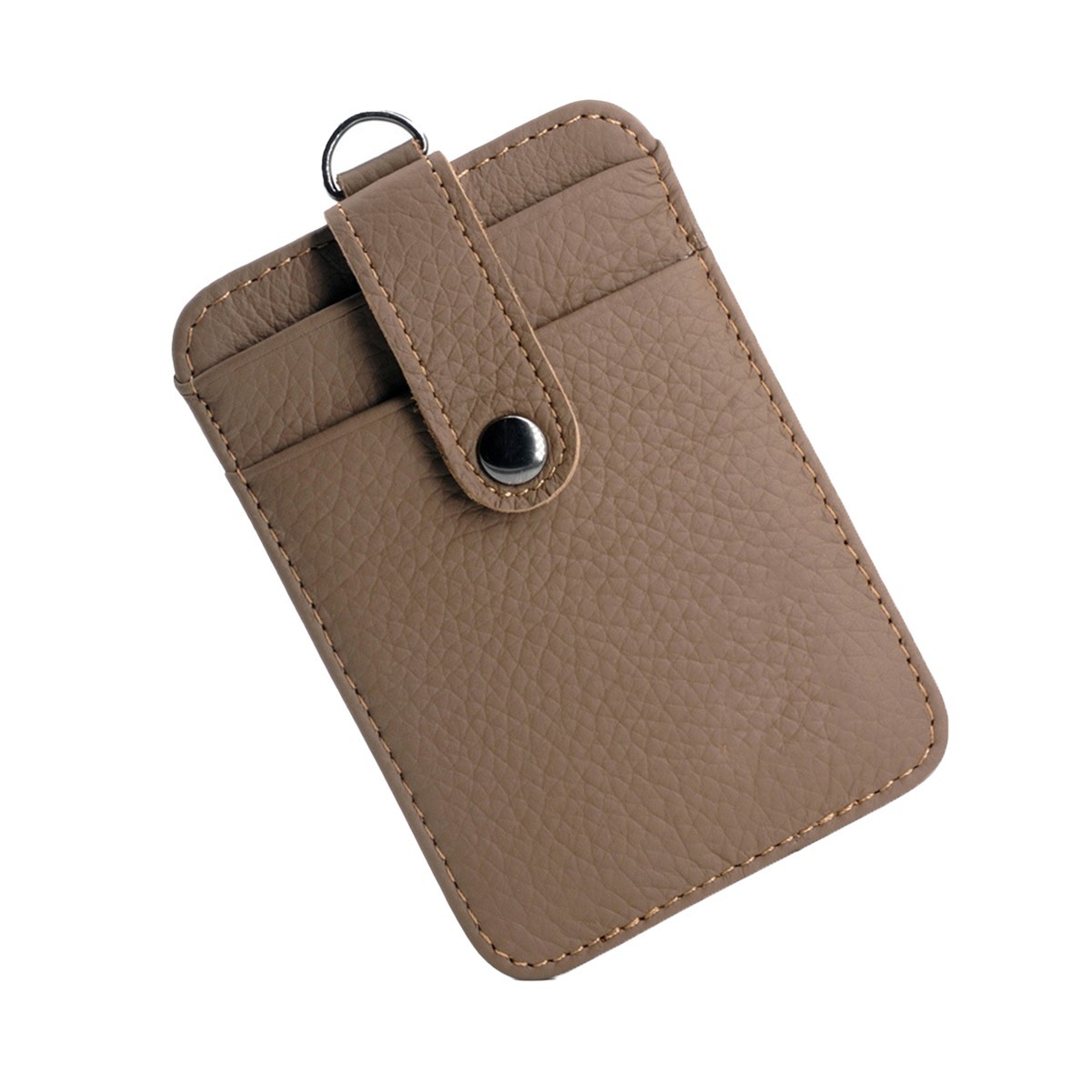 Leather ID Card Holder with Nylon Lanyard