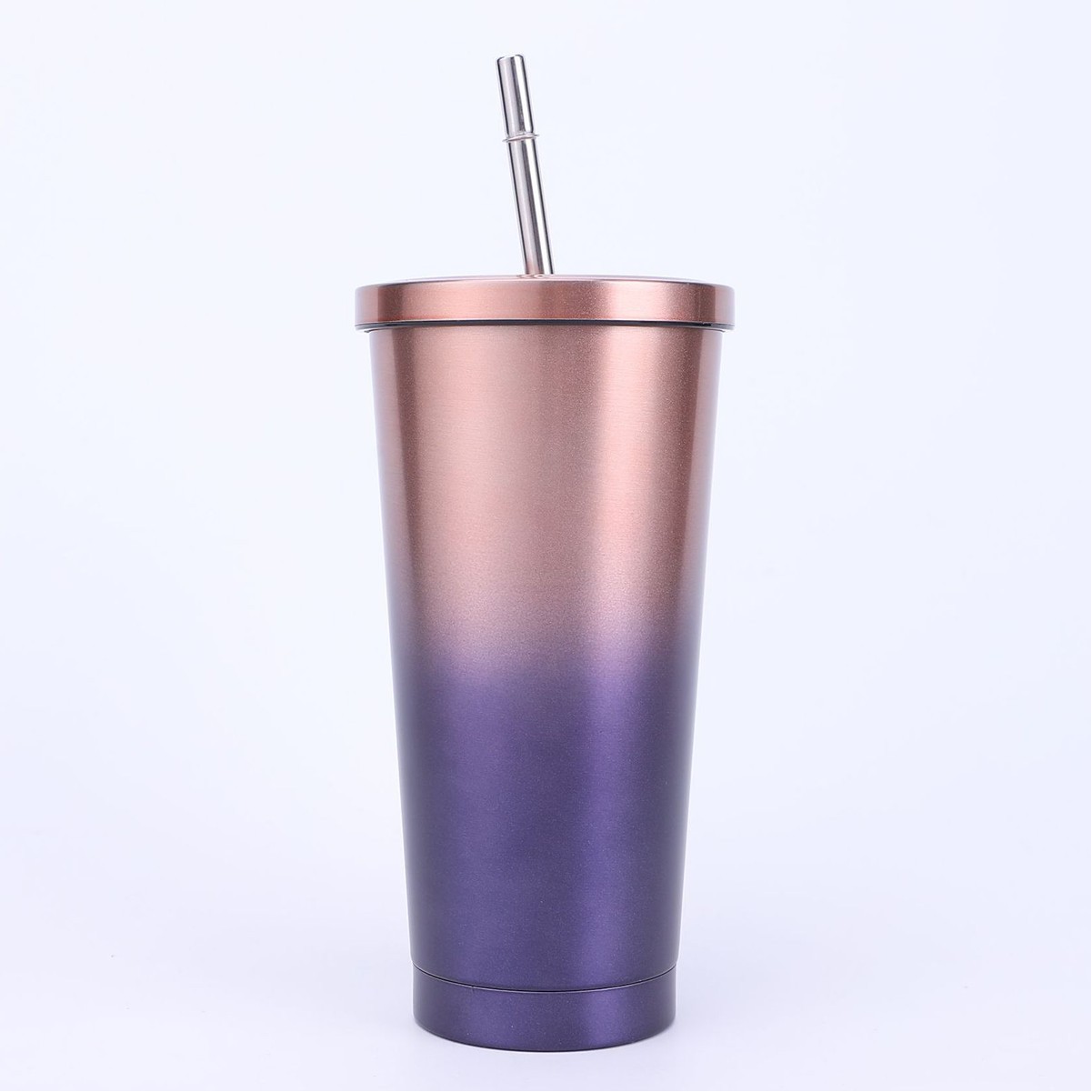 17.5oz Stainless Steel Double-Walled Tumbler with Lid and Straw