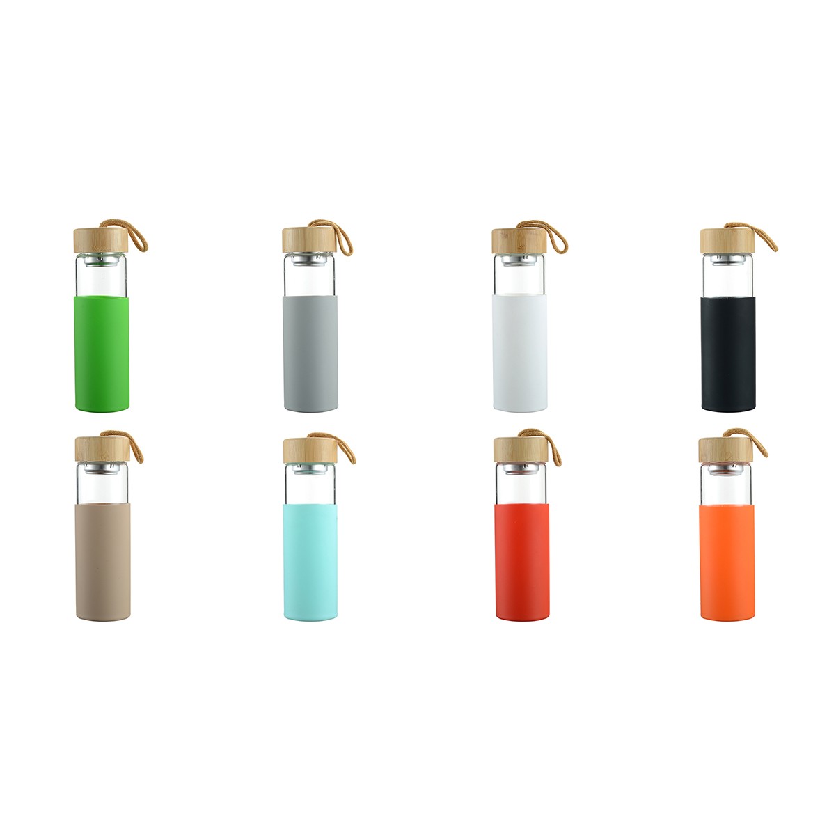 17oz Eco-friendly Glass Water Bottle with Leak-proof Bamboo Lid