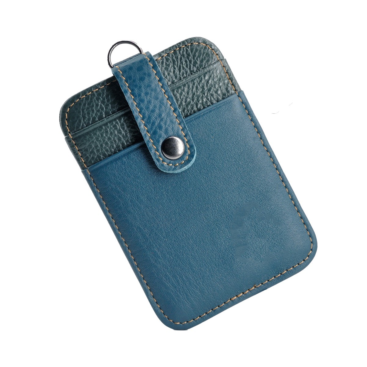 Leather ID Card Holder with Nylon Lanyard