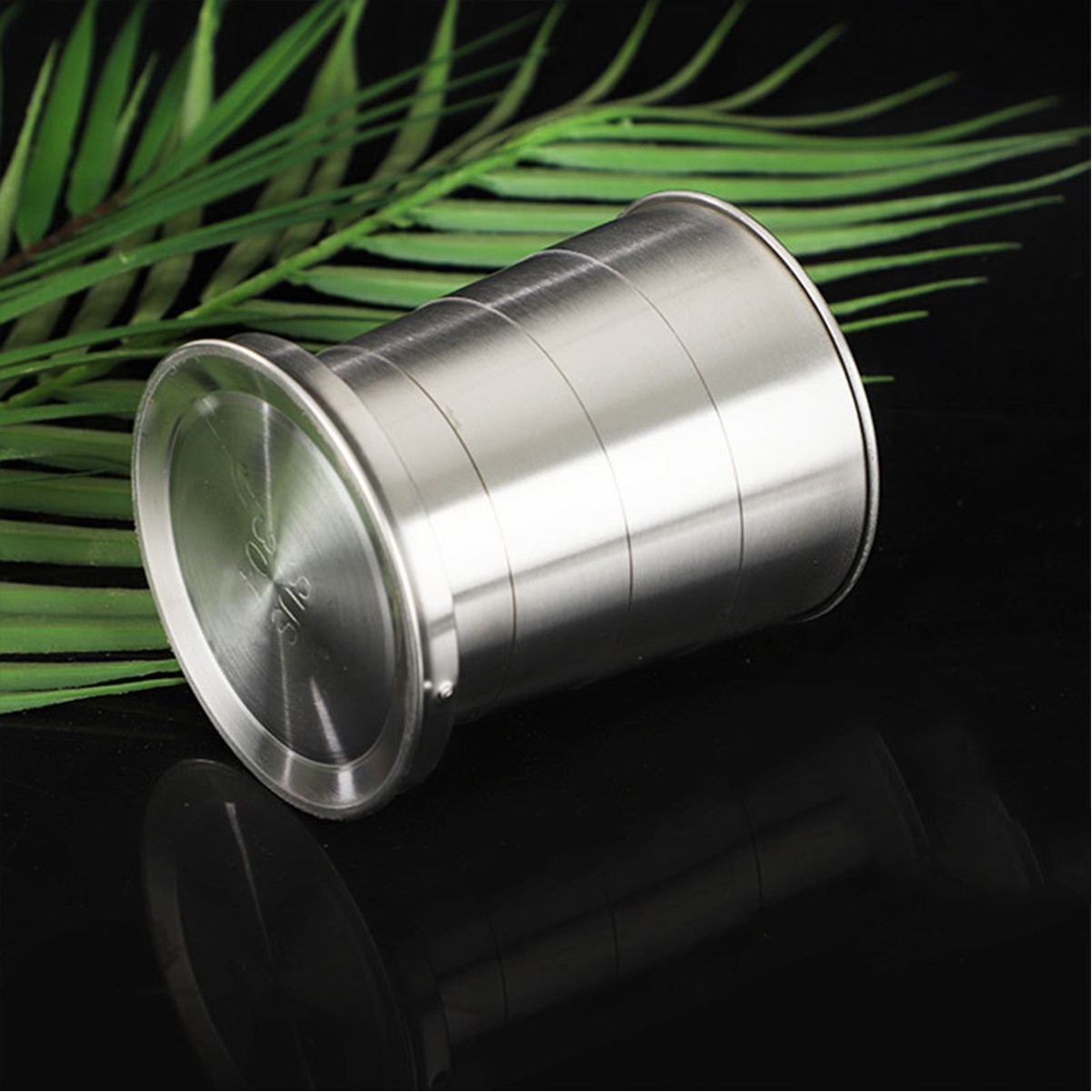 2.6oz Telescopic Foldable Stainless Steel Travel Cup with Keychain