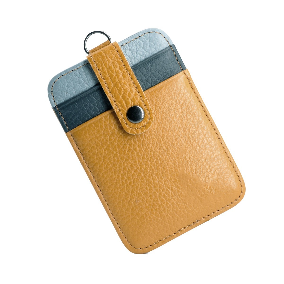 Leather ID Card Holder with Nylon Lanyard