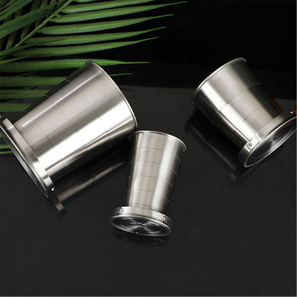 2.6oz Telescopic Foldable Stainless Steel Travel Cup with Keychain