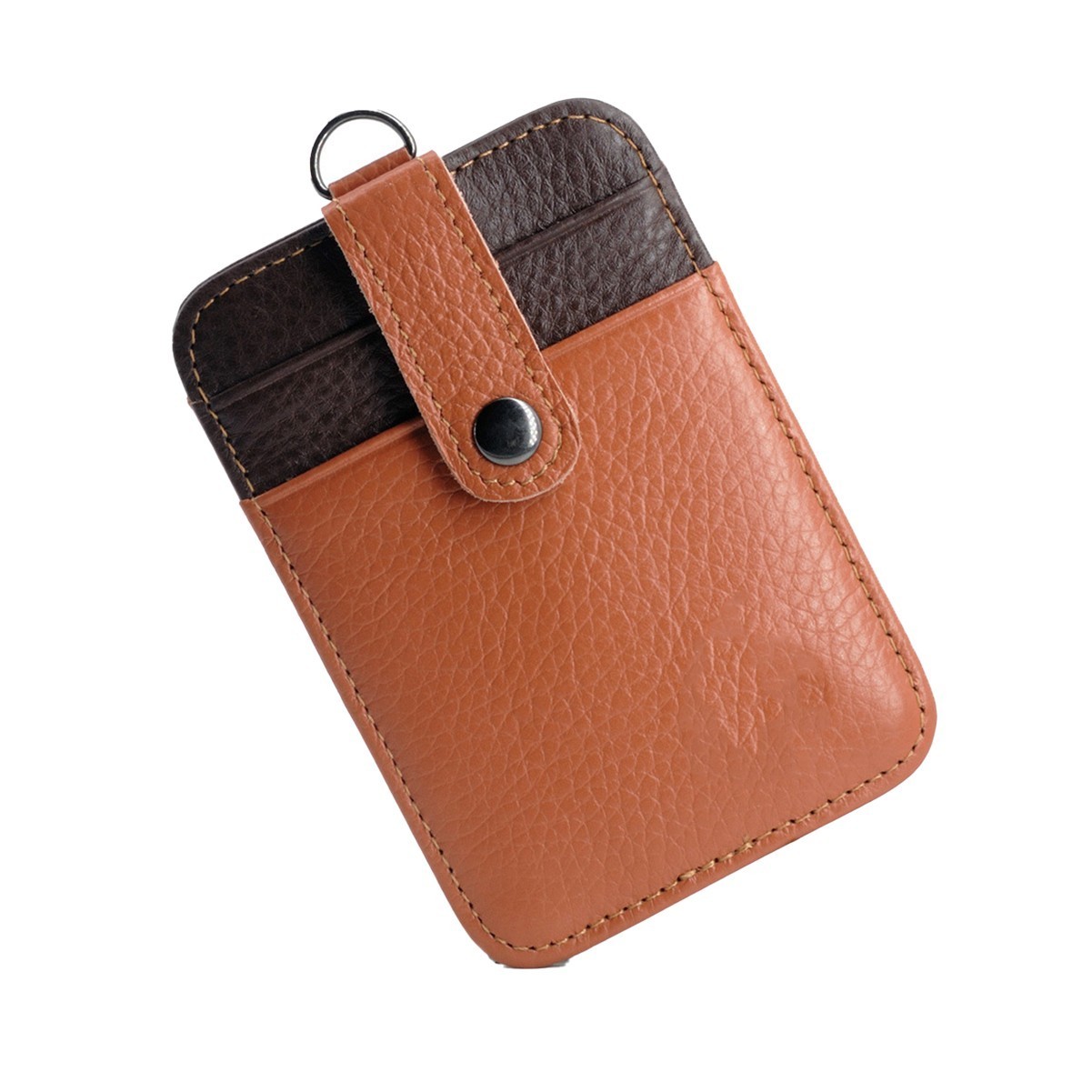 Leather ID Card Holder with Nylon Lanyard