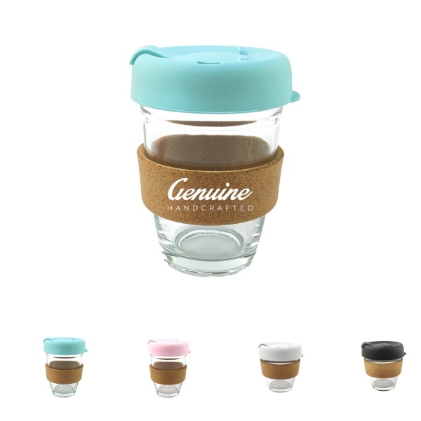 12oz Tempered Glass Coffee Tumbler with Cork Band