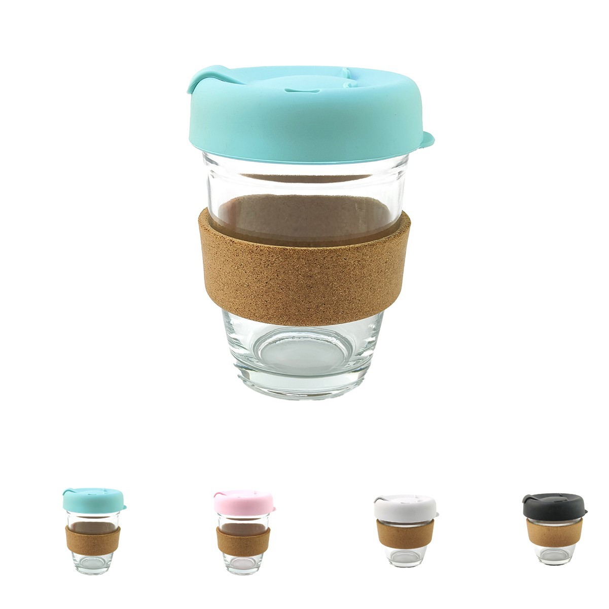 12oz Tempered Glass Coffee Tumbler with Cork Band