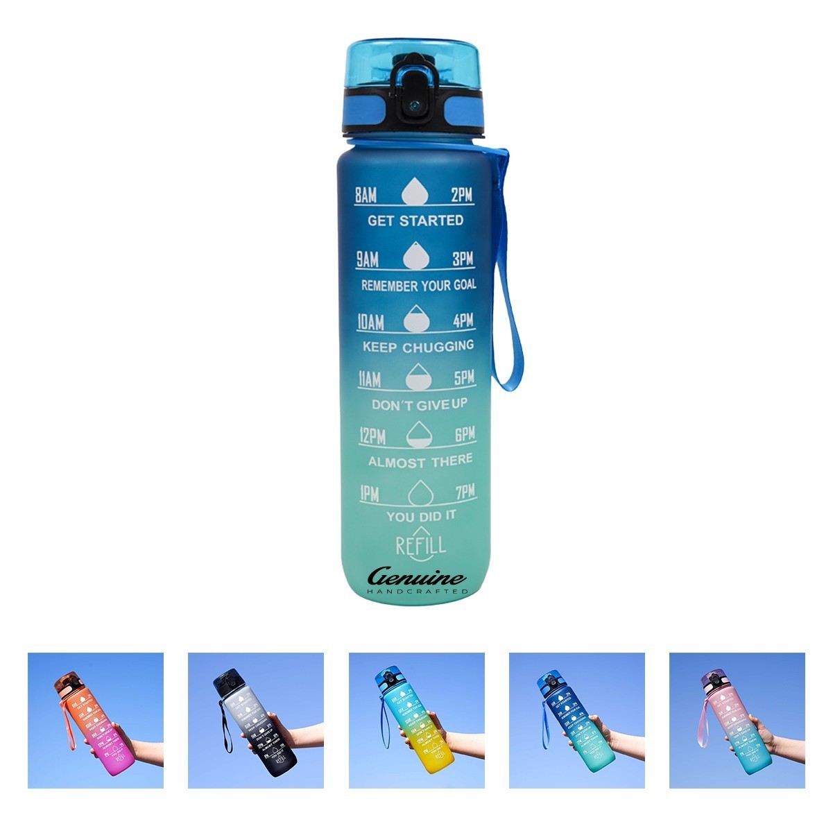 32 oz Hydration Water Bottle with Time Marker and Leak-proof Locking Lid