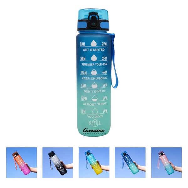 32 oz Hydration Water Bottle with Time Marker and Leak-proof Locking Lid