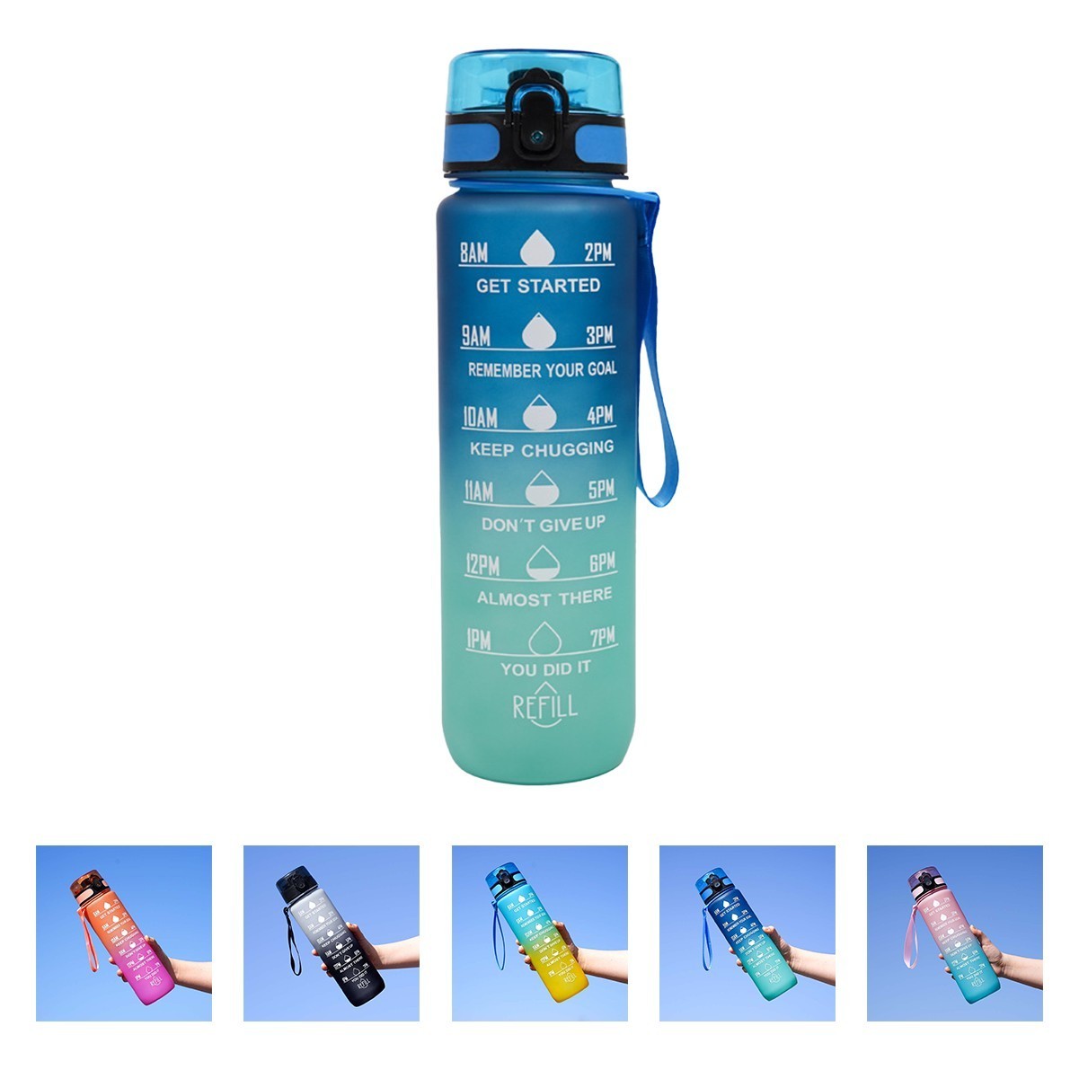 32 oz Hydration Water Bottle with Time Marker and Leak-proof Locking Lid