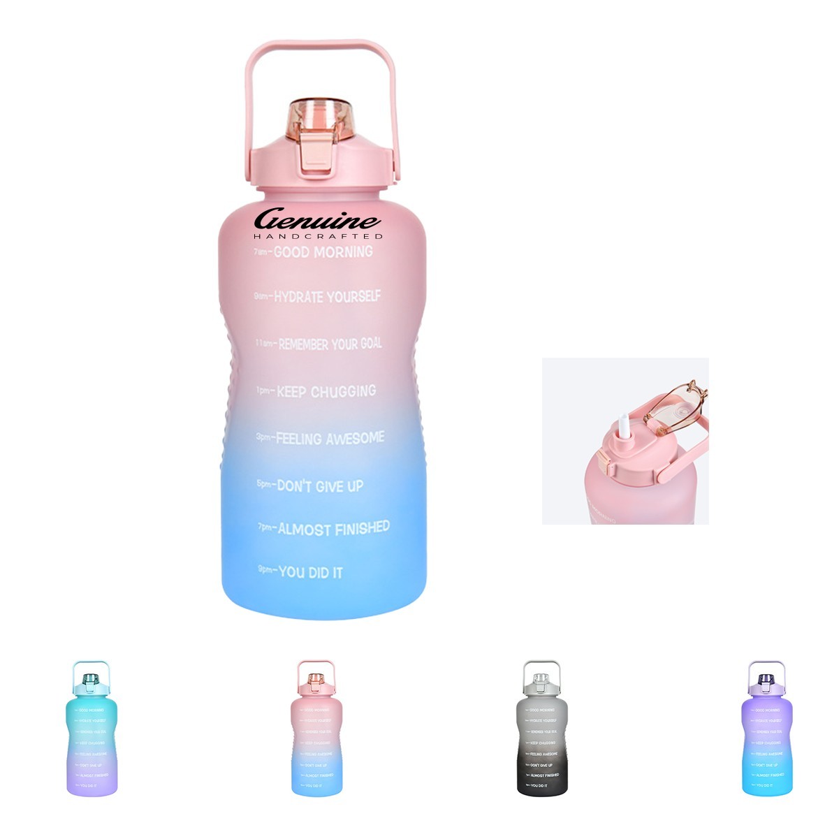 74oz Motivational Water Bottle with Time Marker and Handle