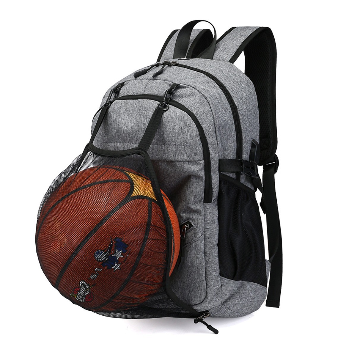 Sports Gear Backpack with Hidden Ball Compartment and USB Port