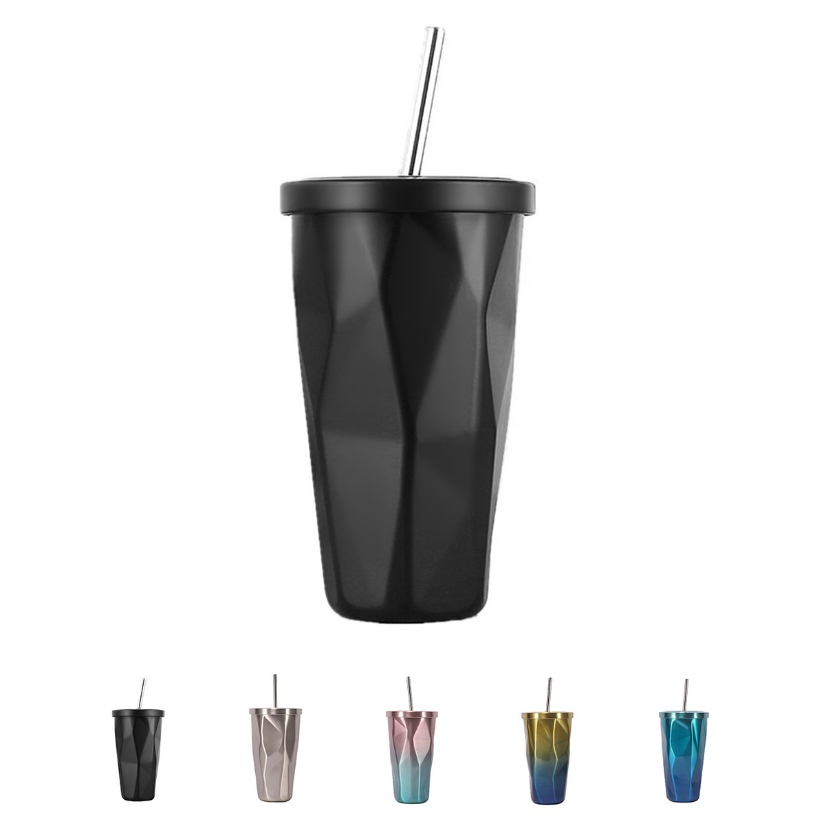 16oz Stainless Steel Vacuum Insulated Tumbler with Lid and Straw