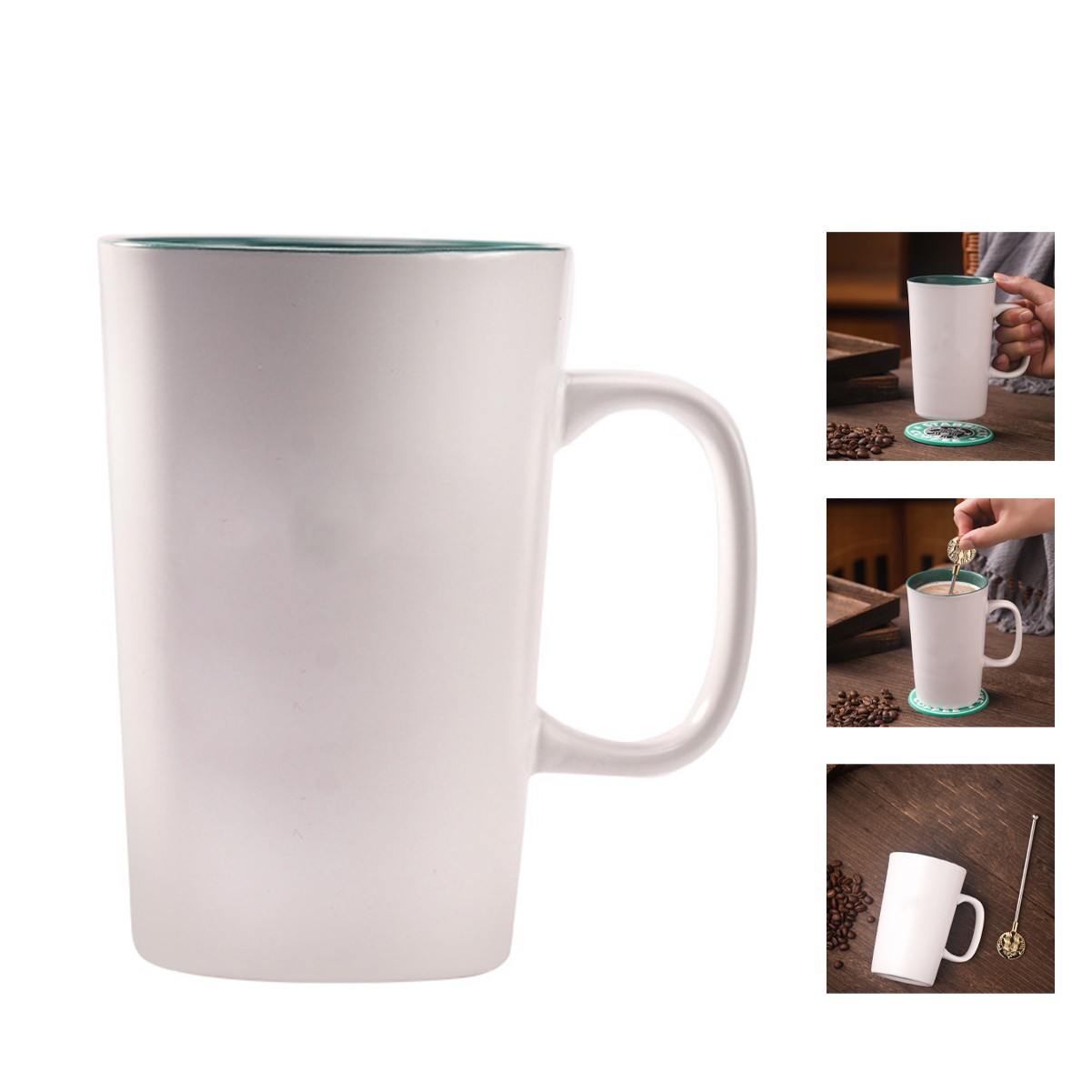 12oz Ceramic Mug with Lid and Spoon