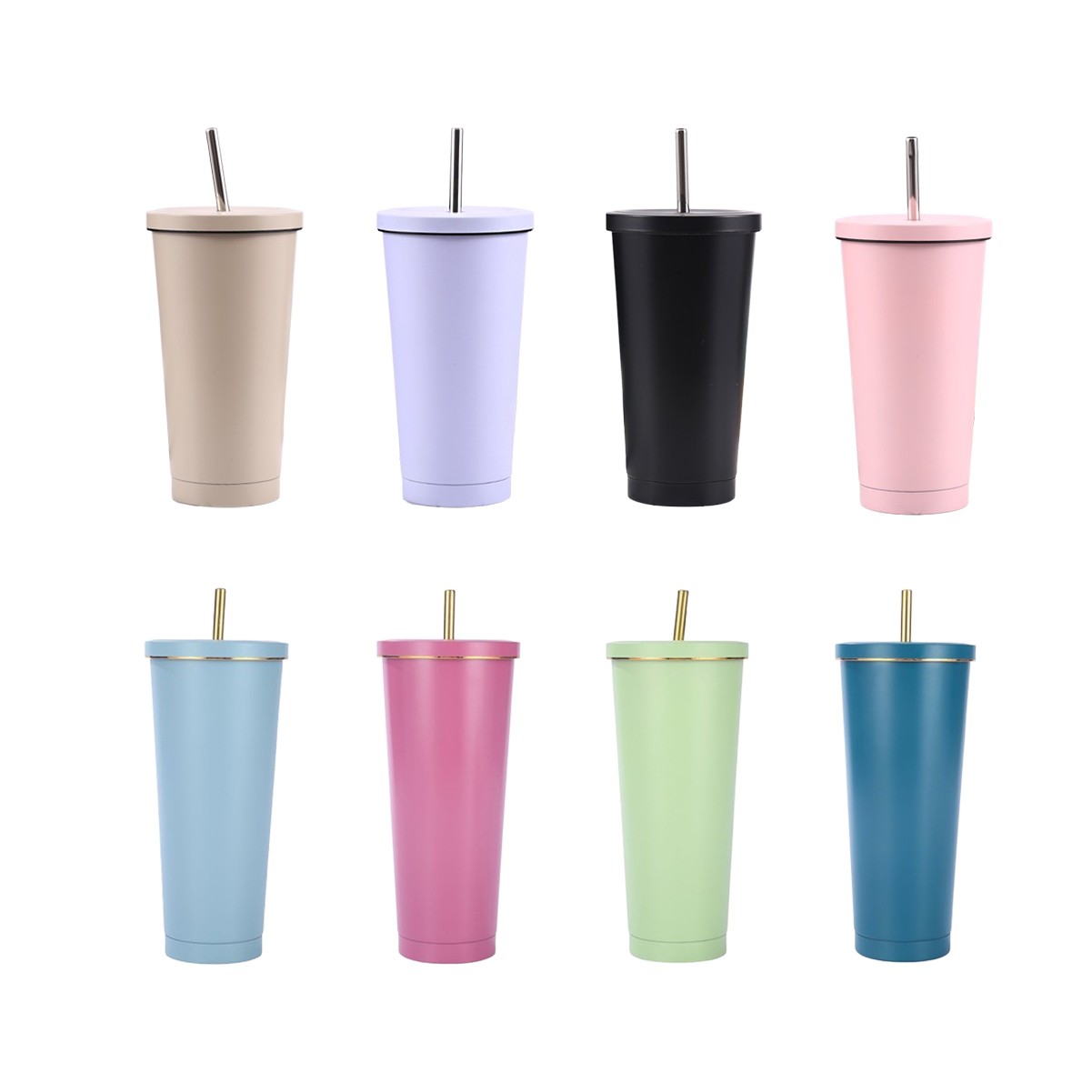 15oz Stainless Steel Double-Walled Insulated Tumbler with Straw and Flip Lid