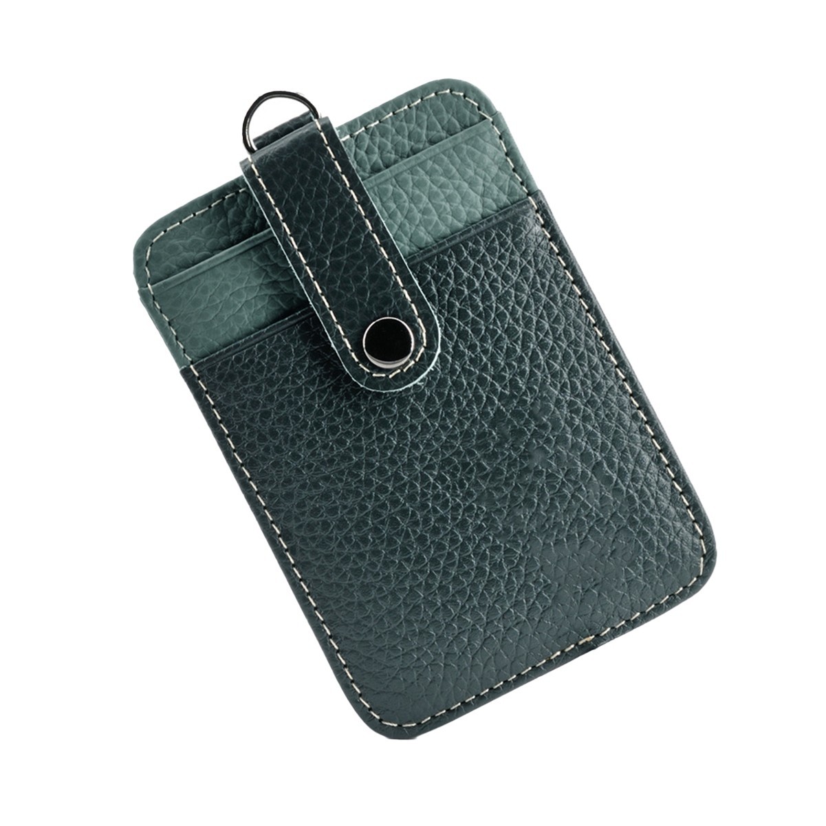 Leather ID Card Holder with Nylon Lanyard