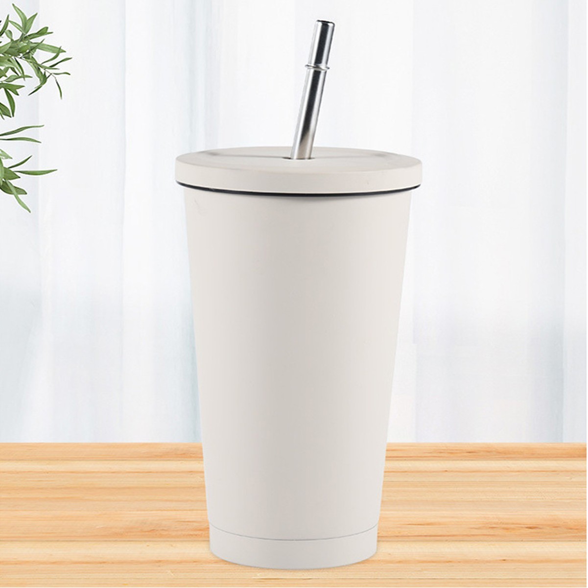 17.5oz Stainless Steel Double-Walled Tumbler with Lid and Straw
