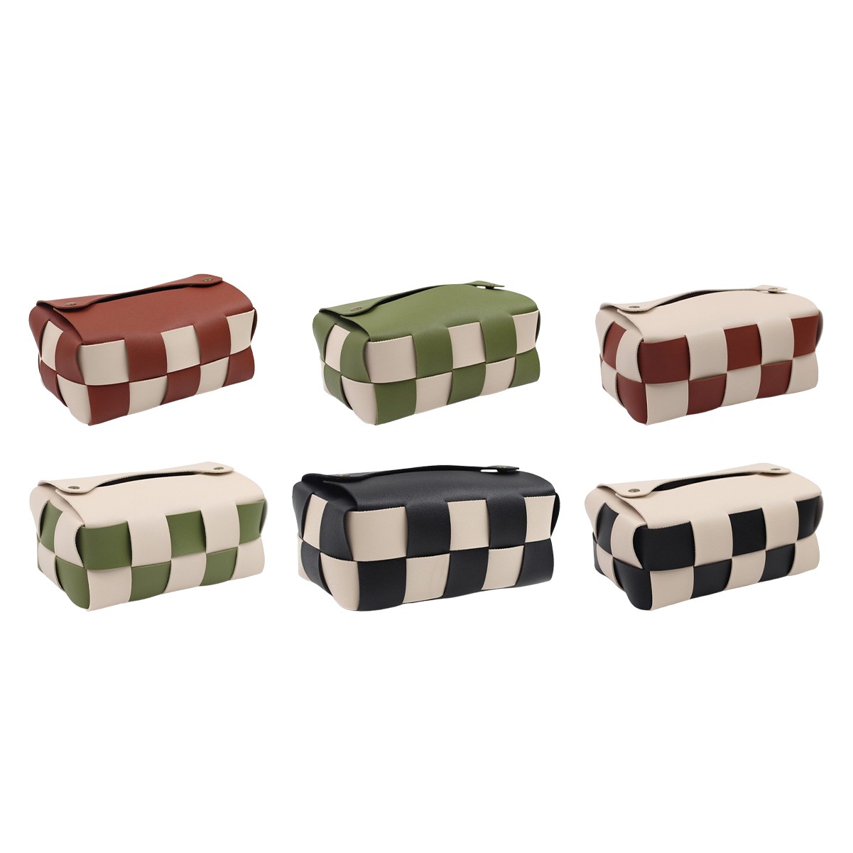 Woven PU Leather Tissue Bag