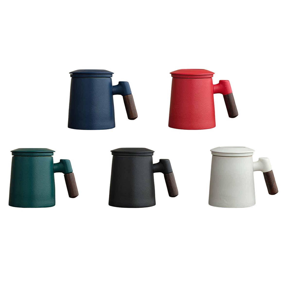 13.5oz Wooden Handle Ceramic Mug