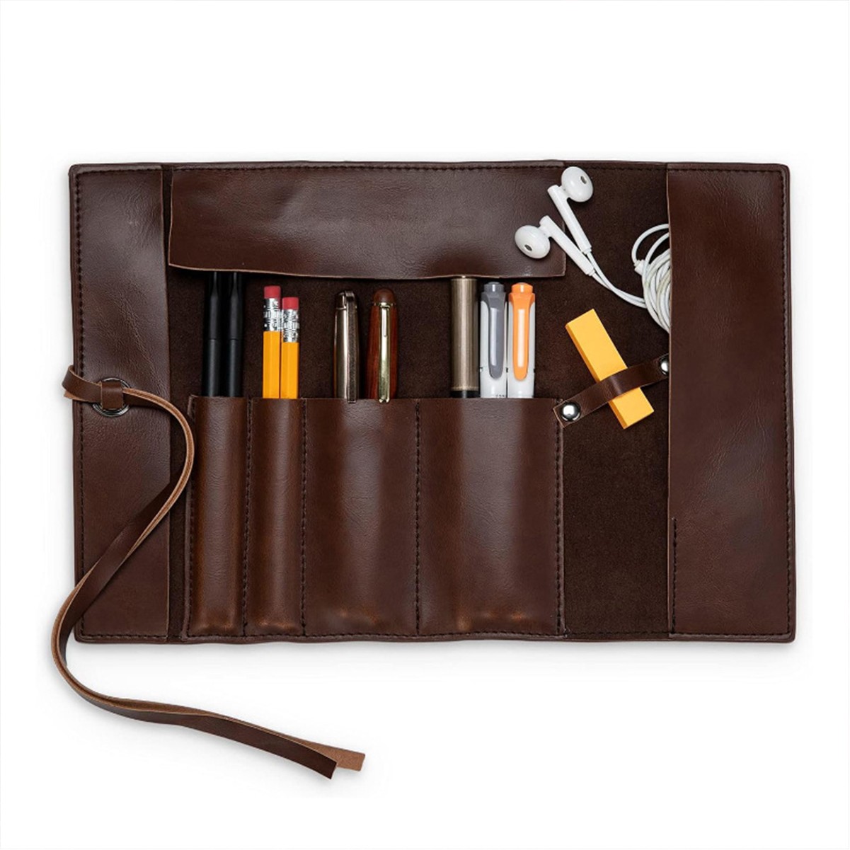 Leather Roll Up Pencil Bag