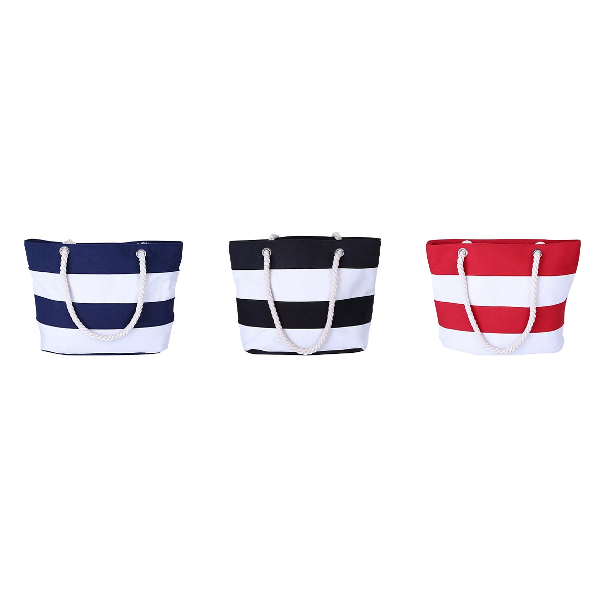 Nautical Striped Canvas Tote Bag