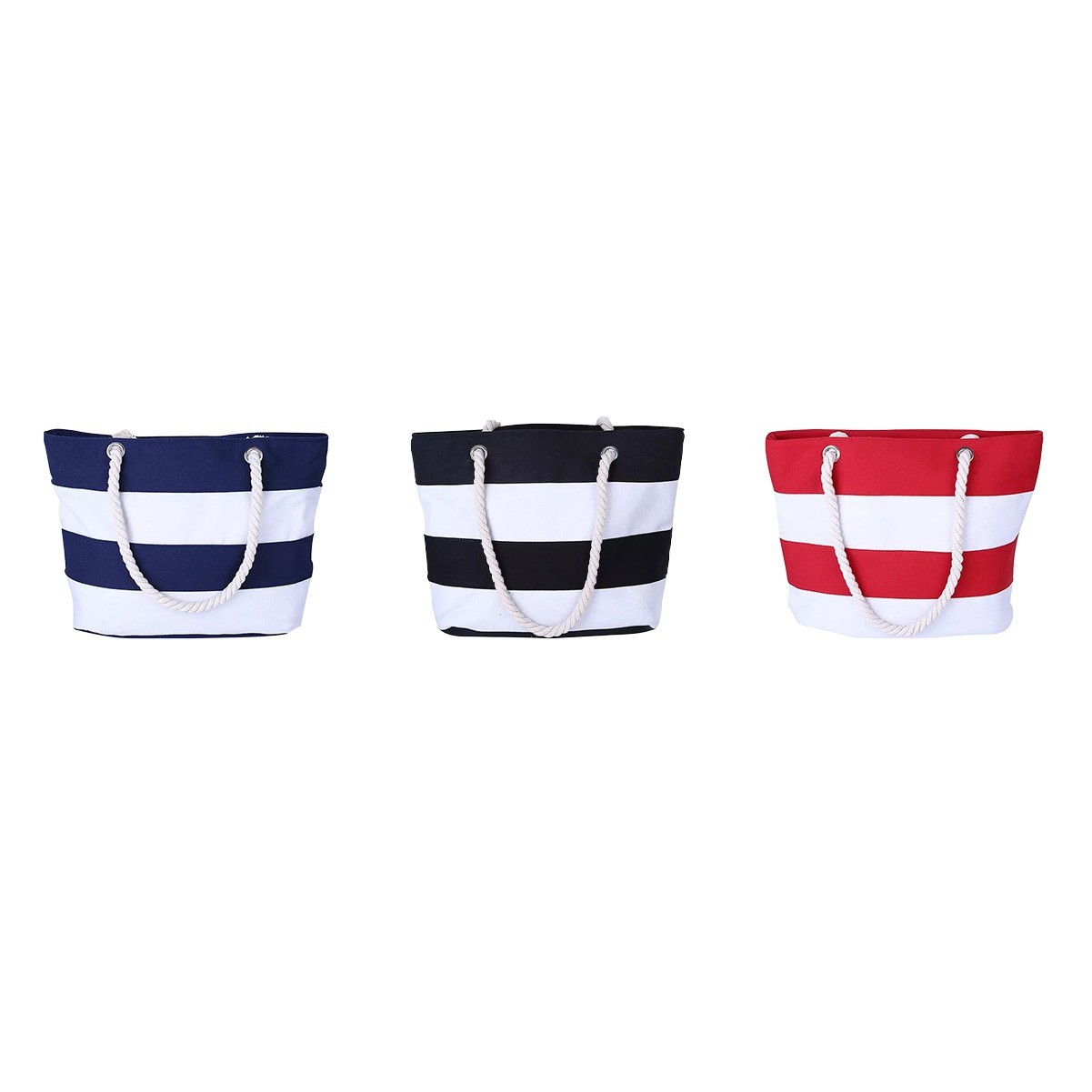 Nautical Striped Canvas Tote Bag