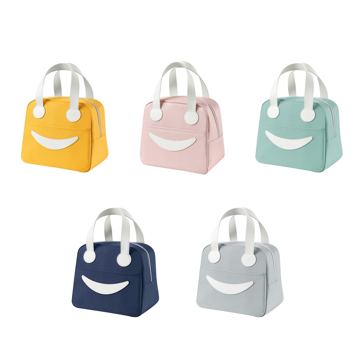 Smiley Face Oxford Cloth Insulated Tote Bag
