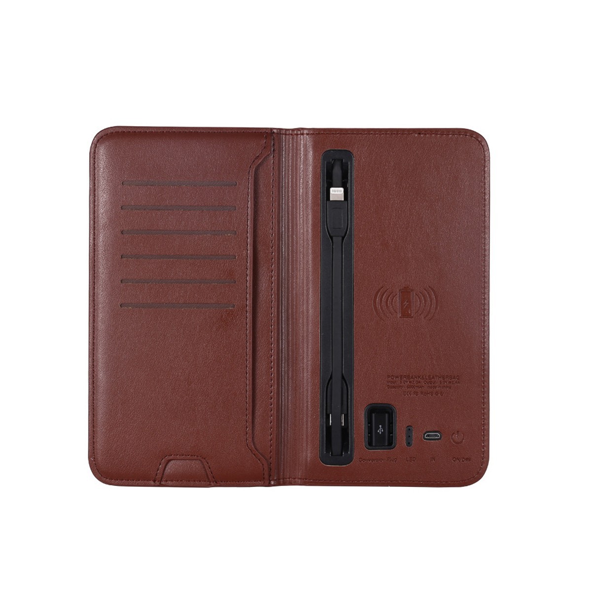PU Leather Wallet Wireless with Power Bank
