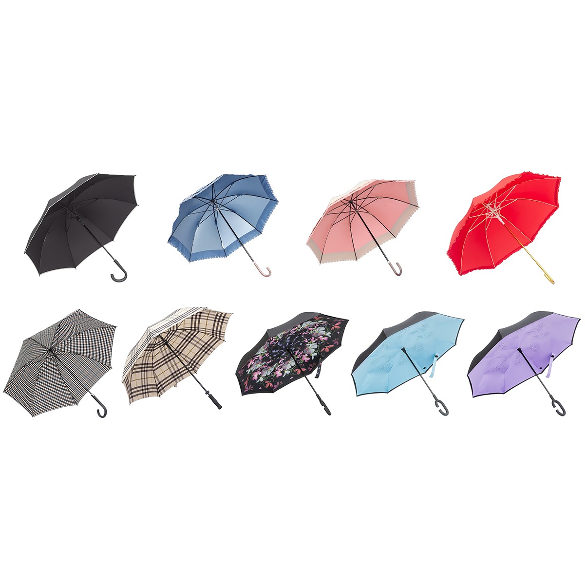 Inverted C-Handle Double Umbrella with Coating