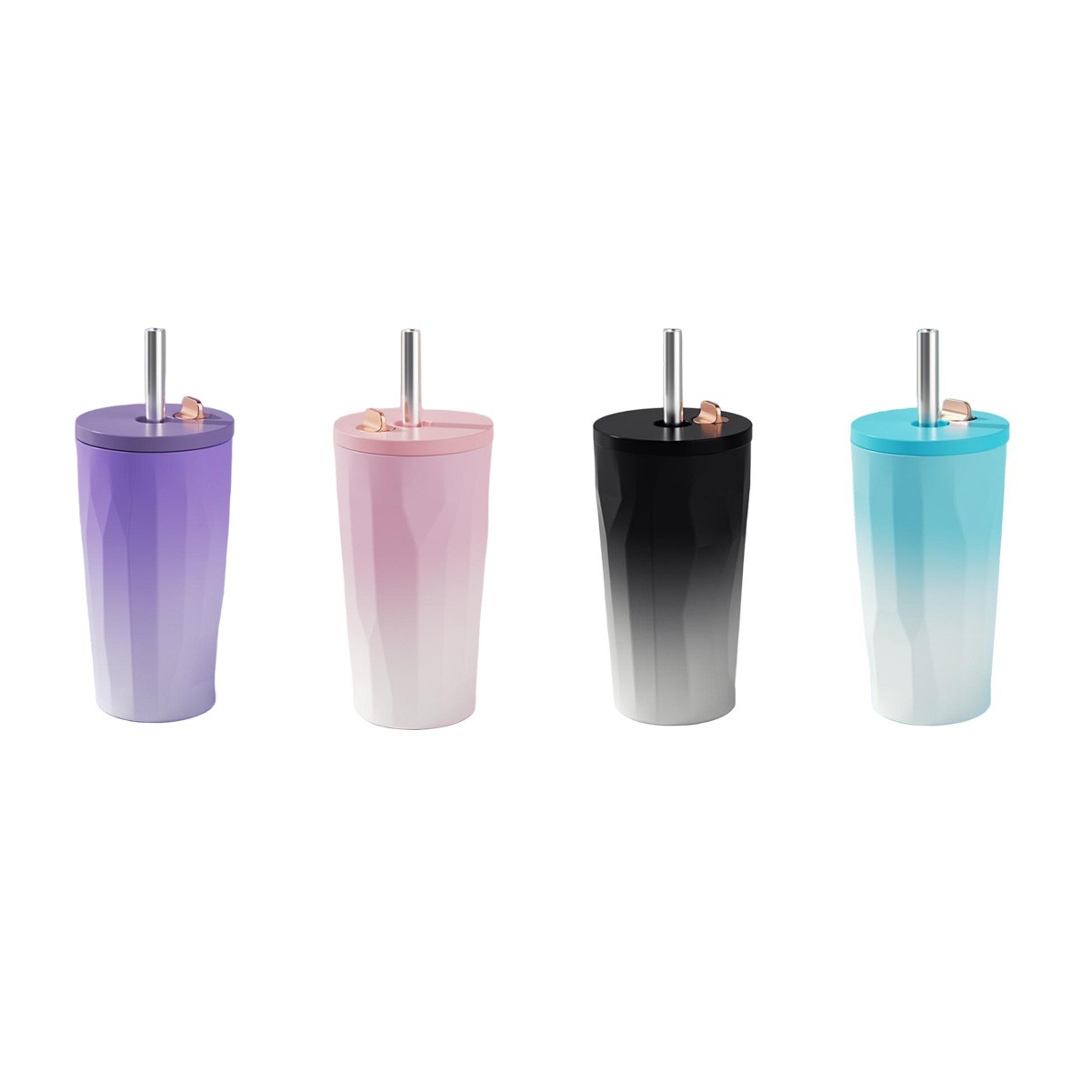 16.9 oz Elegant Stainless Steel Insulated Tumbler with Pop-up Lid and Straw